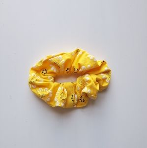 Yellow floral scrunchie